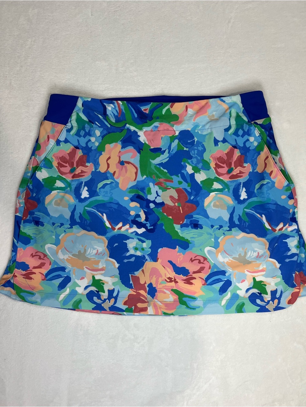 Walter Hagen Women’s Blue Floral Golf Skort Short Pull-On Stretch Reg Fit Sz L